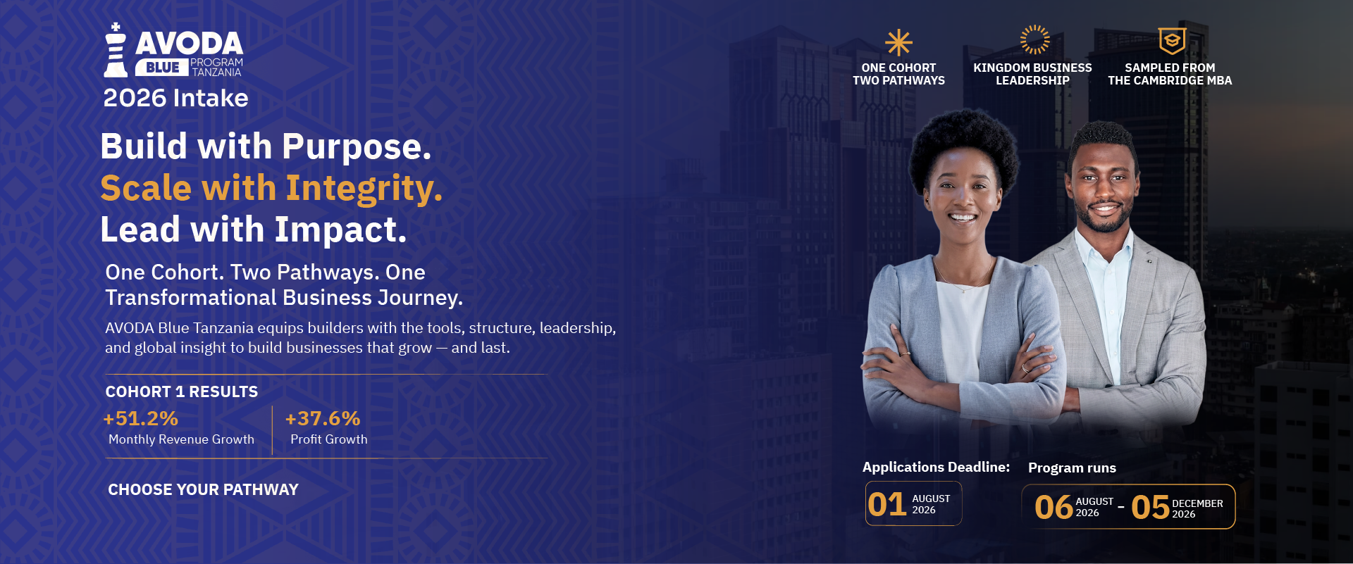 AVODA Blue Tanzania 2026 intake overview